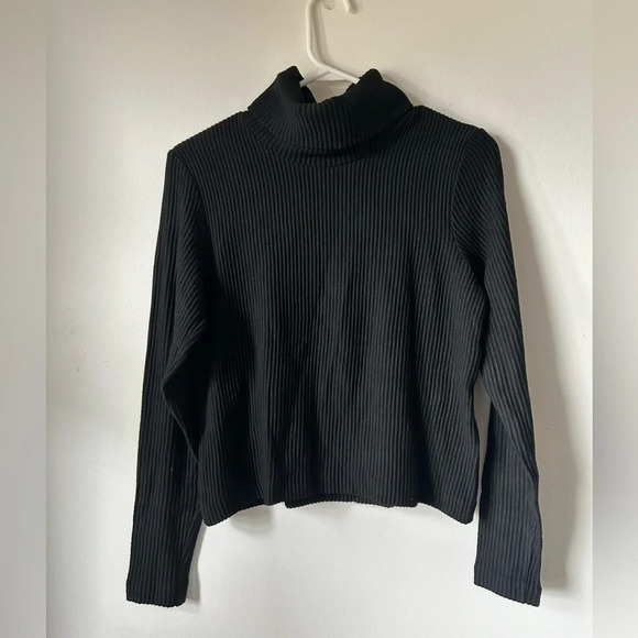 Club Monaco Black Ribbed  Turtleneck - Picture 1 of 3